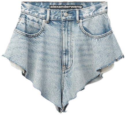 (Women) Alexander Wang SS21 Ruffled Denim Shorts for Women Blue 4DC1204638-113 Order (Women) Alexander Wang SS21 Ruffled Denim Shorts for Women Blue 4DC1204638-113