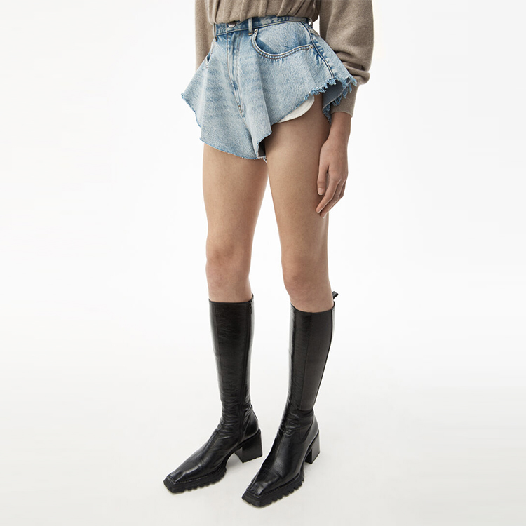 Purchase (Women) Alexander Wang SS21 Ruffled Denim Shorts for Women Blue 4DC1204638-113