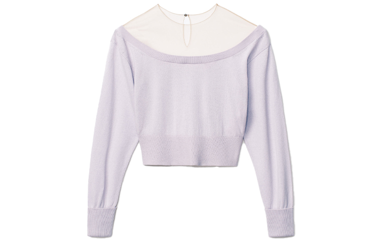 Order (Women) Alexander Wang SS21 Sheer Mesh Cropped Cashmere Sweater Women’s Pink Purple 1KC2193129-532