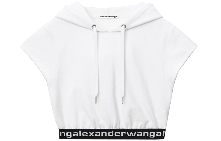 (Women) Alexander Wang SS21 White Casual Short-Sleeve Hoodie. 4CC1201106-111