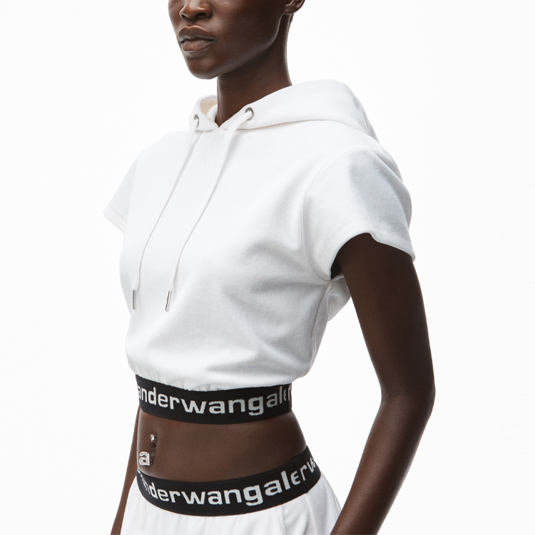 Details for (W) 알렉산더 왕 SS21 화이트 캐주얼 반소매 후디. 4CC1201106-111