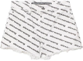 Order (W) Alexander Wang SS21 白色標誌印花毛邊短褲 4DC1214899-985