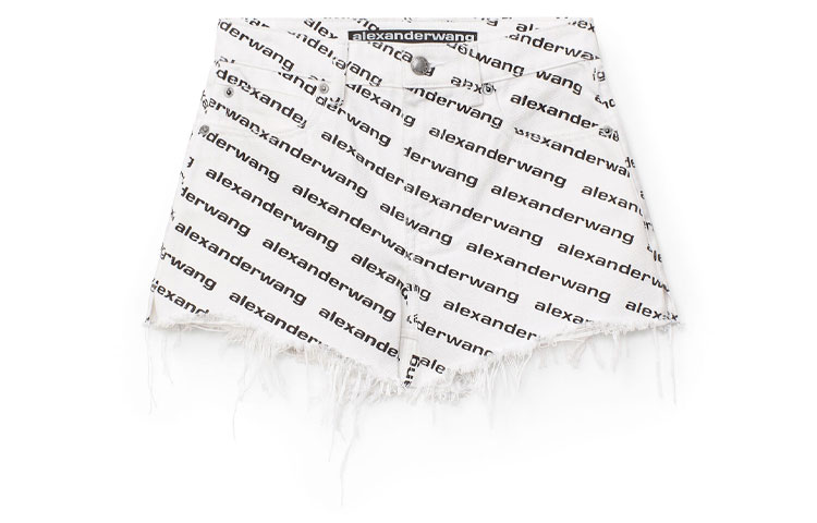 Lookbook (Women) Alexander Wang SS21 White Logo Print Frayed Shorts 4DC1214899-985