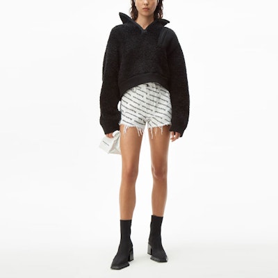 (Women) Alexander Wang SS21 White Logo Print Frayed Shorts 4DC1214899-985 Shop (Women) Alexander Wang SS21 White Logo Print Frayed Shorts 4DC1214899-985