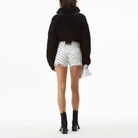 Purchase (W) Alexander Wang SS21 白色標誌印花毛邊短褲 4DC1214899-985