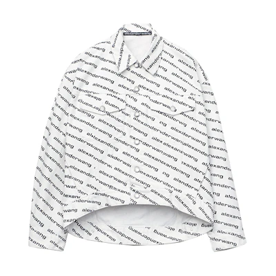 (Women) Alexander Wang SS21 White Printed Back Button-Down Collar Jacket 4DC1212891-985