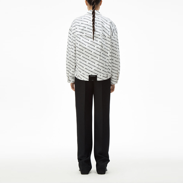 Shop (Women) Alexander Wang SS21 White Printed Back Button-Down Collar Jacket 4DC1212891-985