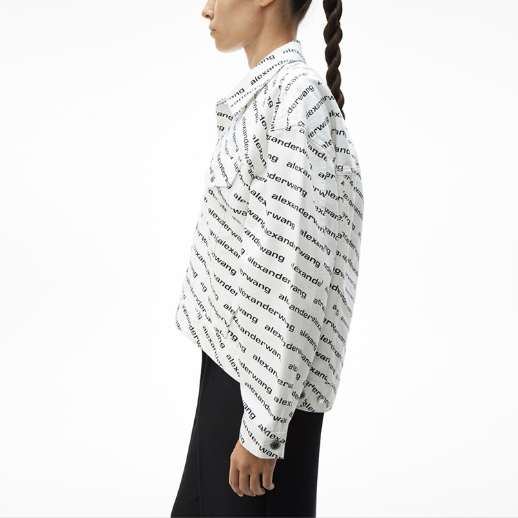 Purchase (Women) Alexander Wang SS21 White Printed Back Button-Down Collar Jacket 4DC1212891-985