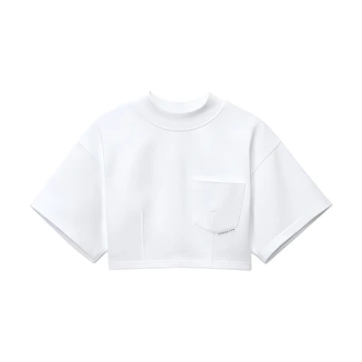 (Women) Alexander Wang SS21 White Sculpted Crop Short Sleeve T-Shirt . 4CC2211202-100