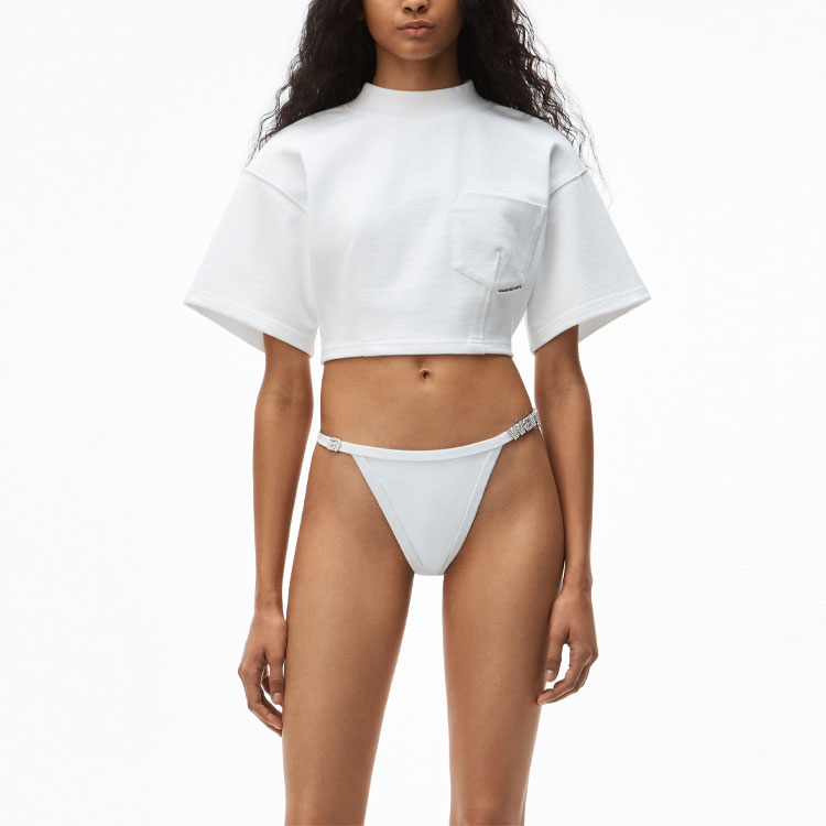 Lookbook (W) アレクサンダー ワン SS21 ホワイト スカルプト クロップド Tシャツ 短袖 4CC2211202-100