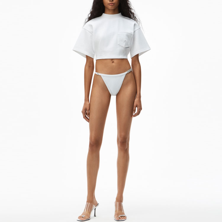 Purchase (W) アレクサンダー ワン SS21 ホワイト スカルプト クロップド Tシャツ 短袖 4CC2211202-100