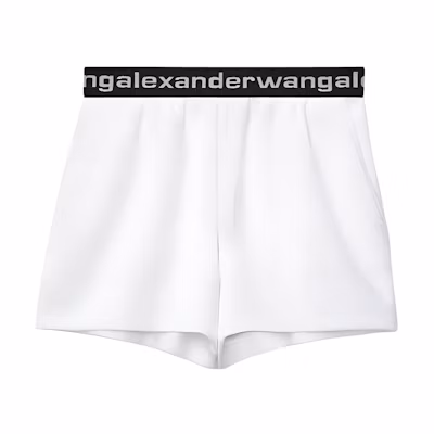 (Women) Alexander Wang SS21 White Shorts with Waistband Lettering. 4CC1204025-111