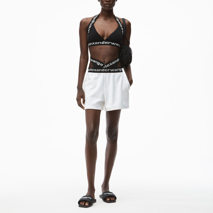 (Women) Alexander Wang SS21 White Shorts with Waistband Lettering. 4CC1204025-111 圖 3
