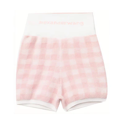 (Women) Alexander Wang SS21 Y2K Check Terry Cloth Shorts Women’s Pink. 4KC2214071-686