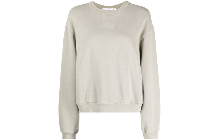 (Women) Alexander Wang SS22  Beige Logo Print Crewneck Long Sleeve Sweatshirt 4CC3211258-267