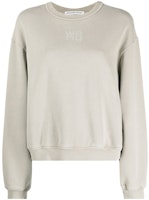 (Women) Alexander Wang SS22 Beige Logo Print Crewneck Long Sleeve Sweatshirt 4CC3211258-267 (Women) Alexander Wang SS22 Beige Logo Print Crewneck Long Sleeve Sweatshirt 4CC3211258-267