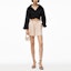 Lookbook (Women) Alexander Wang SS22 Black Cropped Long-Sleeve Draped Crossover Shirt 4WC2221329-001