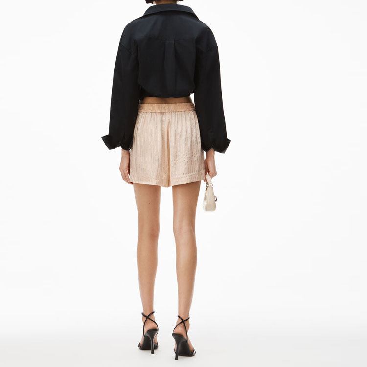 Shop (Women) Alexander Wang SS22  Black Cropped Long-Sleeve Draped Crossover Shirt 4WC2221329-001