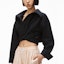 Details for (Women) Alexander Wang SS22 Black Cropped Long-Sleeve Draped Crossover Shirt 4WC2221329-001