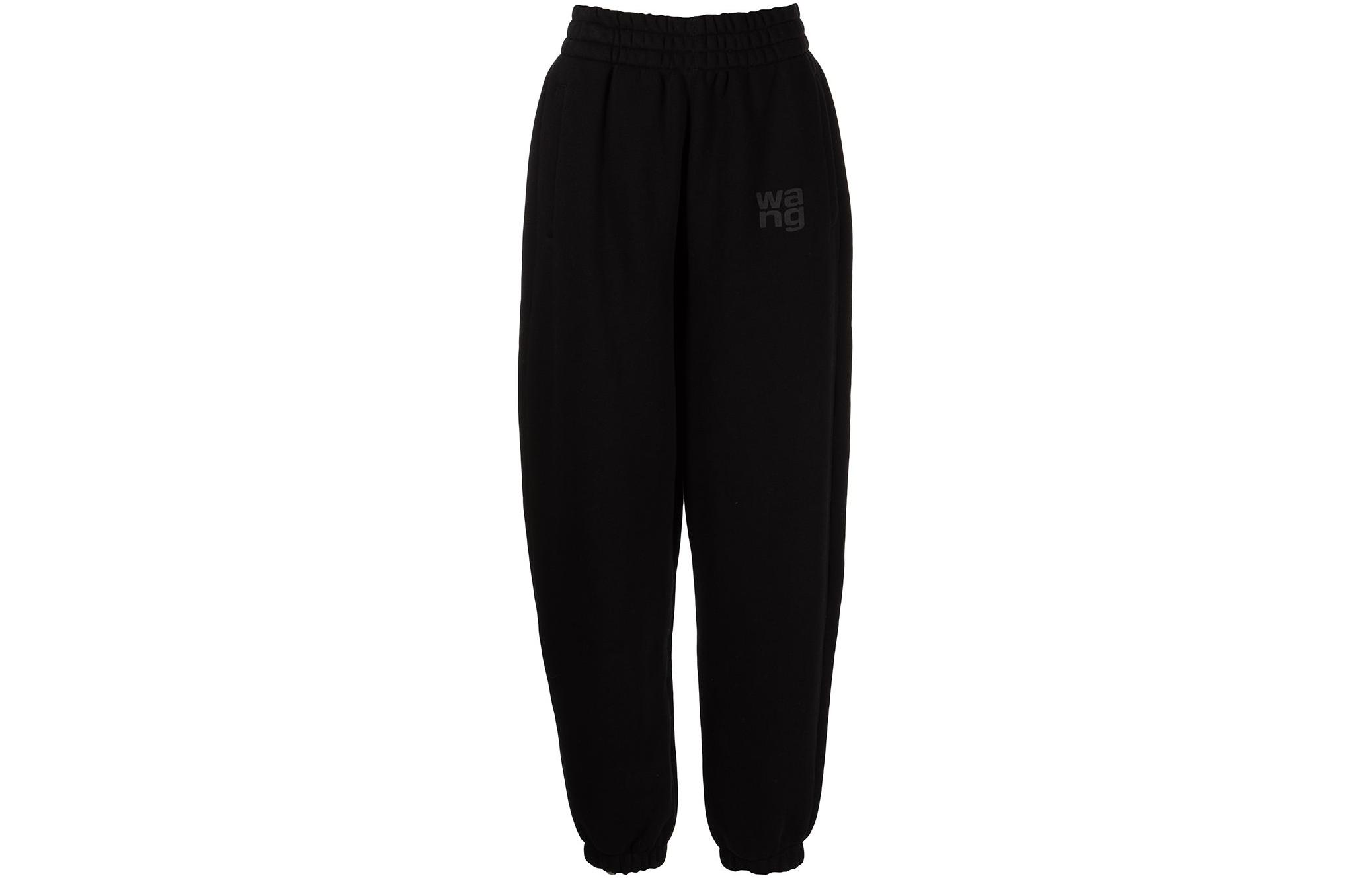 (Women) Alexander Wang SS22  Black Elastic Logo Print Track Pants. 4CC32-2434-8001