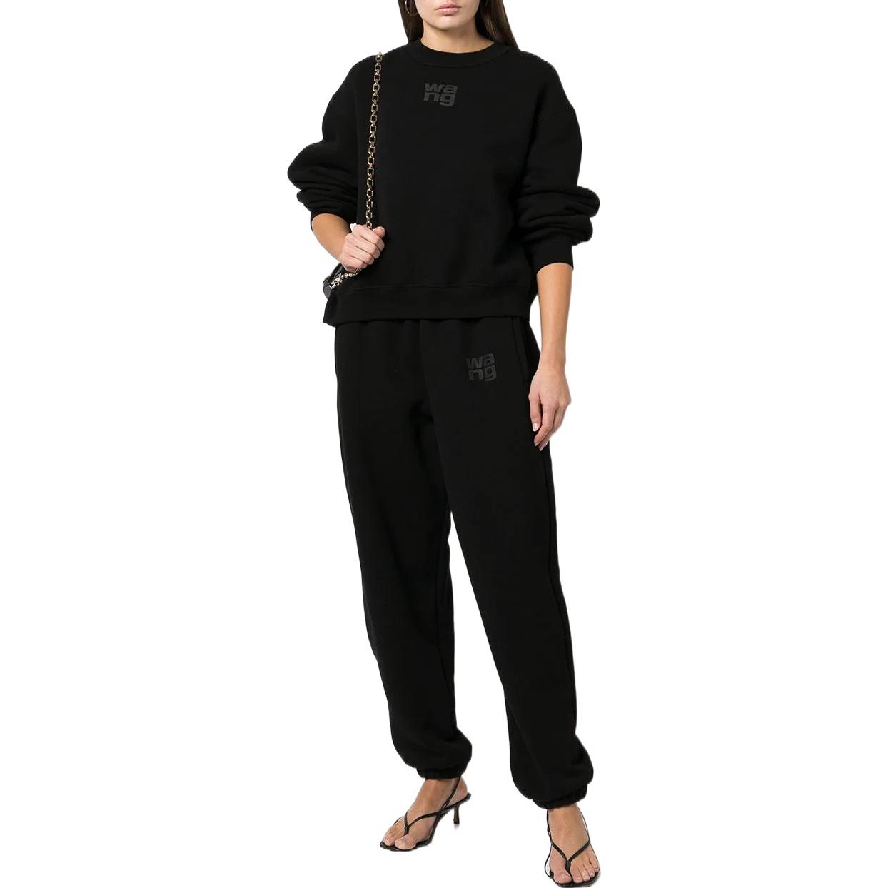 Lookbook (Women) Alexander Wang SS22  Black Elastic Logo Print Track Pants. 4CC32-2434-8001