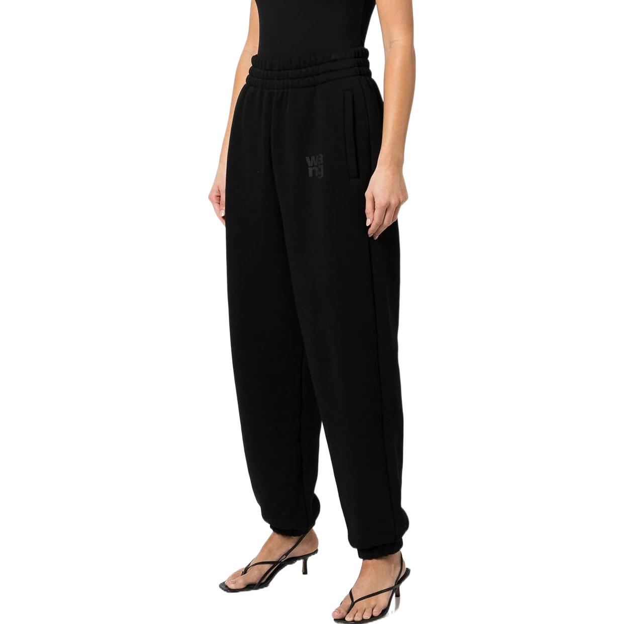 Purchase (Women) Alexander Wang SS22  Black Elastic Logo Print Track Pants. 4CC32-2434-8001