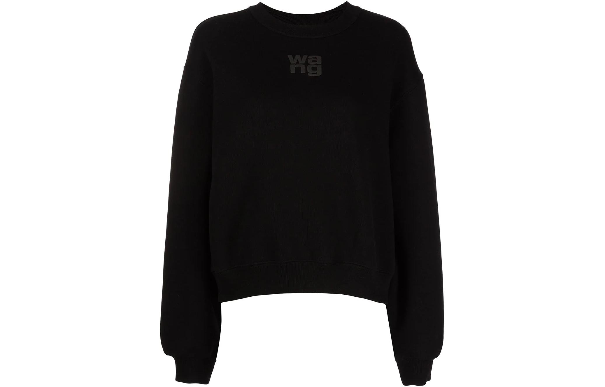(Women) Alexander Wang SS22  Black Logo Print Pullover Sweatshirt Long Sleeve. 4CC3221360-001