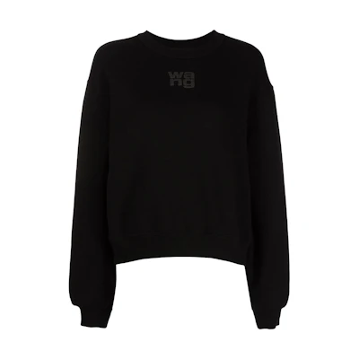 (Women) Alexander Wang SS22 Black Logo Print Pullover Sweatshirt Long Sleeve. 4CC3221360-001