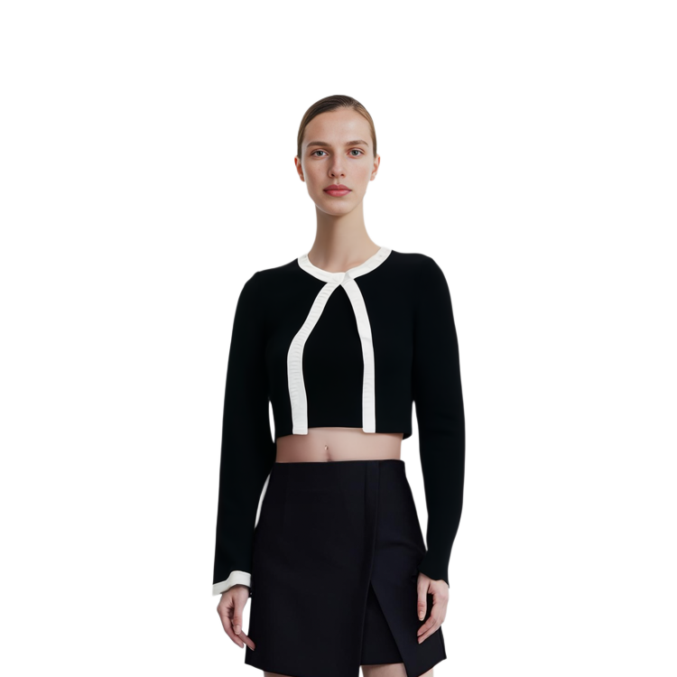 Sizing (W) 알렉산더 왕 SS22 블랙 로고 트림 쇼트 니트 탑 4KC1223013-965