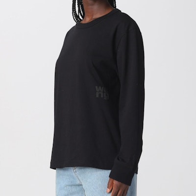 (W) 알렉산더 왕 SS22 블랙 루즈핏 크루넥 풀오버 스웻셔츠. 4CC3221356-001 Sizing (W) 알렉산더 왕 SS22 블랙 루즈핏 크루넥 풀오버 스웻셔츠. 4CC3221356-001