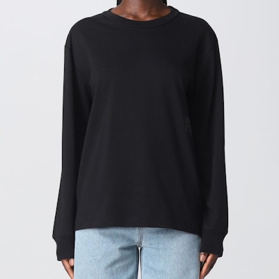 (W) 알렉산더 왕 SS22 블랙 루즈핏 크루넥 풀오버 스웻셔츠. 4CC3221356-001 Cheap (W) 알렉산더 왕 SS22 블랙 루즈핏 크루넥 풀오버 스웻셔츠. 4CC3221356-001