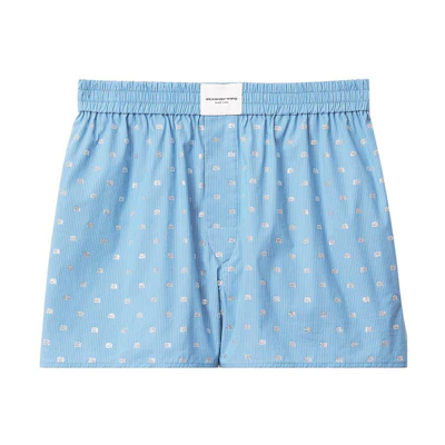 (Women) Alexander Wang SS22 Blue Crystal-Stripped Print Boxing Shorts. 1WC1234553-492