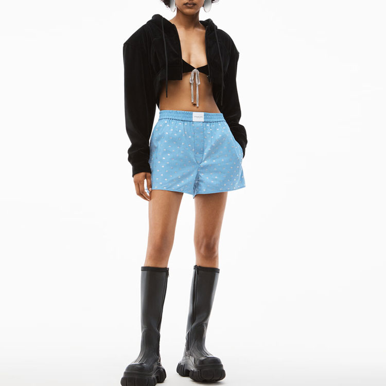 (Women) Alexander Wang SS22  Blue Crystal-Stripped Print Boxing Shorts. 1WC1234553-492 圖 3