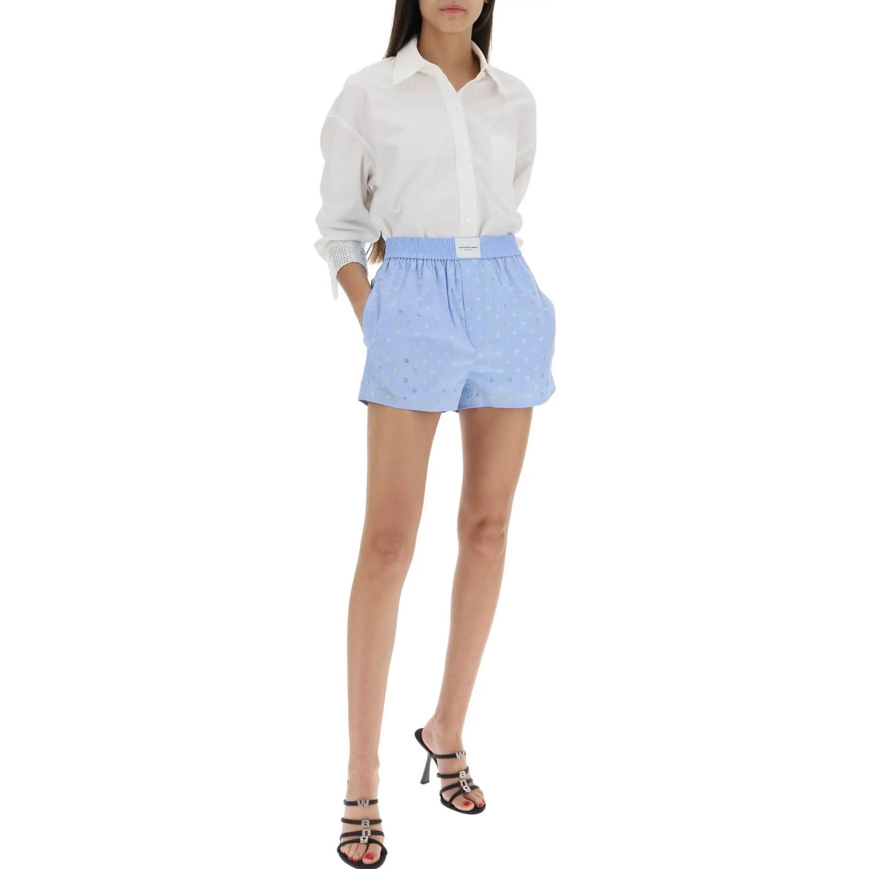 (Women) Alexander Wang SS22  Blue Crystal-Stripped Print Boxing Shorts. 1WC1234553-492 圖 8