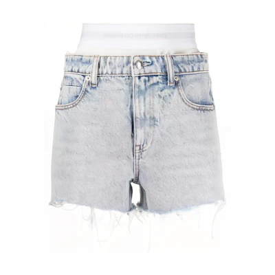 (Women) Alexander Wang SS22 Blue Logo Waist Denim Shorts Casual Style 4DC1224071-270