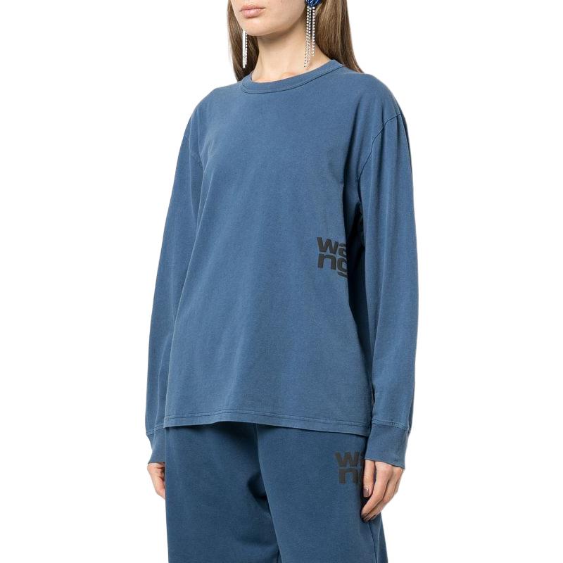 Purchase (W) アレキサンダーワン SS22 サイドロゴプリント付きブルーロングスリーブTシャツ. 4CC3211254-470
