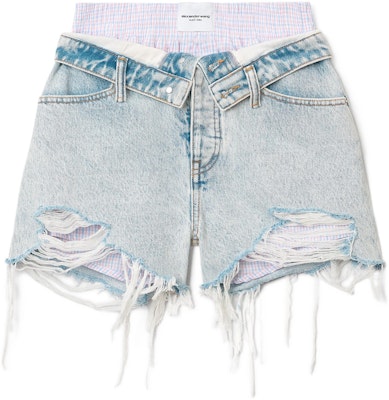 (Women) Alexander Wang SS22 Blue Patchwork Distressed Denim Shorts. 4DC2224087-270 Buy (Women) Alexander Wang SS22 Blue Patchwork Distressed Denim Shorts. 4DC2224087-270