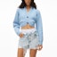 Details for (Women) Alexander Wang SS22 Blue Patchwork Distressed Denim Shorts. 4DC2224087-270