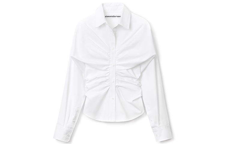 Order (W) Alexander Wang SS22 Kemeja Hourglass Pleat Lengan Cotton Poplin 1WC2221611-100