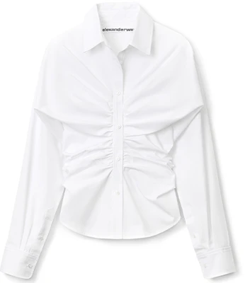(W) Alexander Wang SS22 Kemeja Hourglass Pleat Lengan Cotton Poplin 1WC2221611-100 Order (W) Alexander Wang SS22 Kemeja Hourglass Pleat Lengan Cotton Poplin 1WC2221611-100