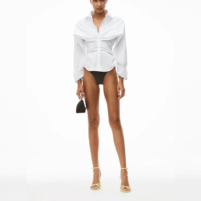 (W) Alexander Wang SS22 Kemeja Hourglass Pleat Lengan Cotton Poplin 1WC2221611-100 Lookbook (W) Alexander Wang SS22 Kemeja Hourglass Pleat Lengan Cotton Poplin 1WC2221611-100