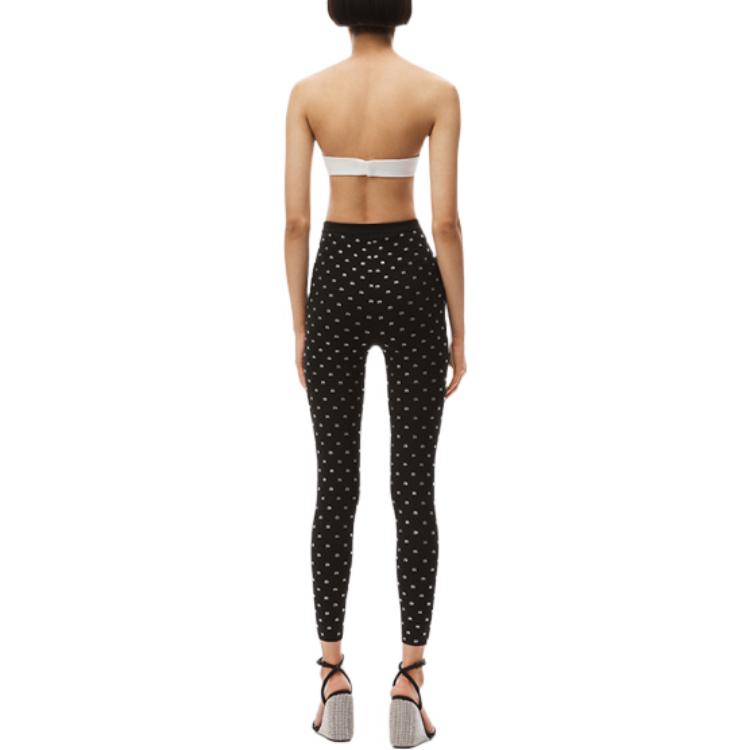 Shop (Women) Alexander Wang SS22  Crystal Logo Print Leggings Black 1KC3224050-001