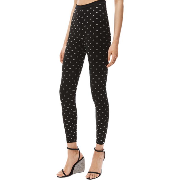 Purchase (Women) Alexander Wang SS22  Crystal Logo Print Leggings Black 1KC3224050-001