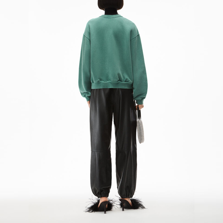 Shop (Women) Alexander Wang SS22  Foam Logo Terry Pullover Sweatshirt - Collegiate Green 4CC3211258-303
