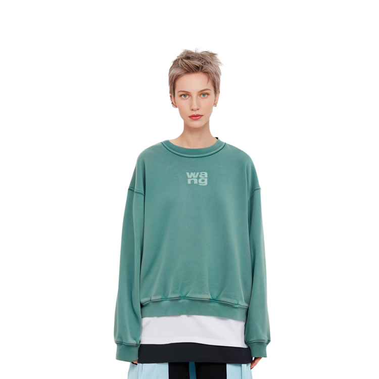 Details for (Women) Alexander Wang SS22  Foam Logo Terry Pullover Sweatshirt - Collegiate Green 4CC3211258-303