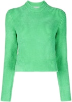 (Women) Alexander Wang SS22 Green Ribbed Wool Pullover Sweater. 4KC1221006-310 (Women) Alexander Wang SS22 Green Ribbed Wool Pullover Sweater. 4KC1221006-310