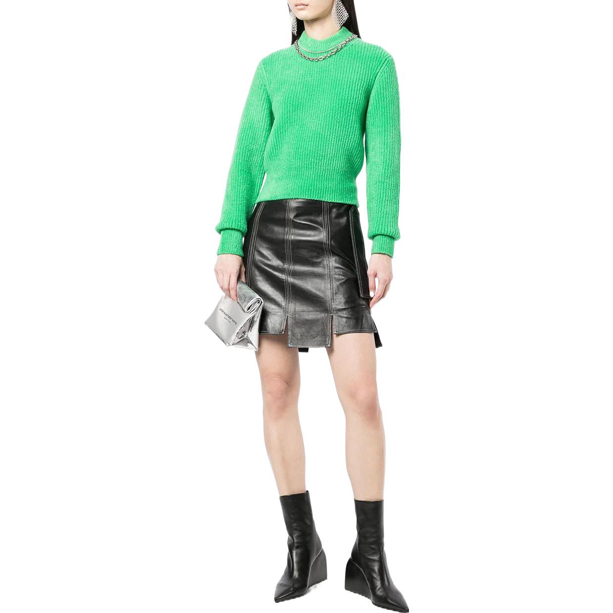 Lookbook (Women) Alexander Wang SS22  Green Ribbed Wool Pullover Sweater. 4KC1221006-310