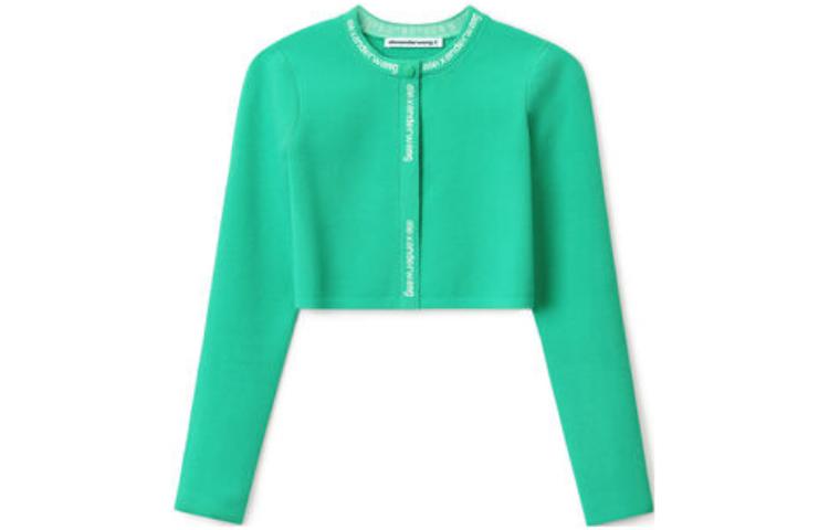 (Women) Alexander Wang SS22  Green Slim-Fit Knit Sweater with Logo Trim. 4KC2213076-328