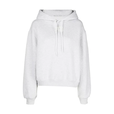 (Women) Alexander Wang SS22 Grey Pullover Hoodie with Rubber Logo. 4CC3222069-050