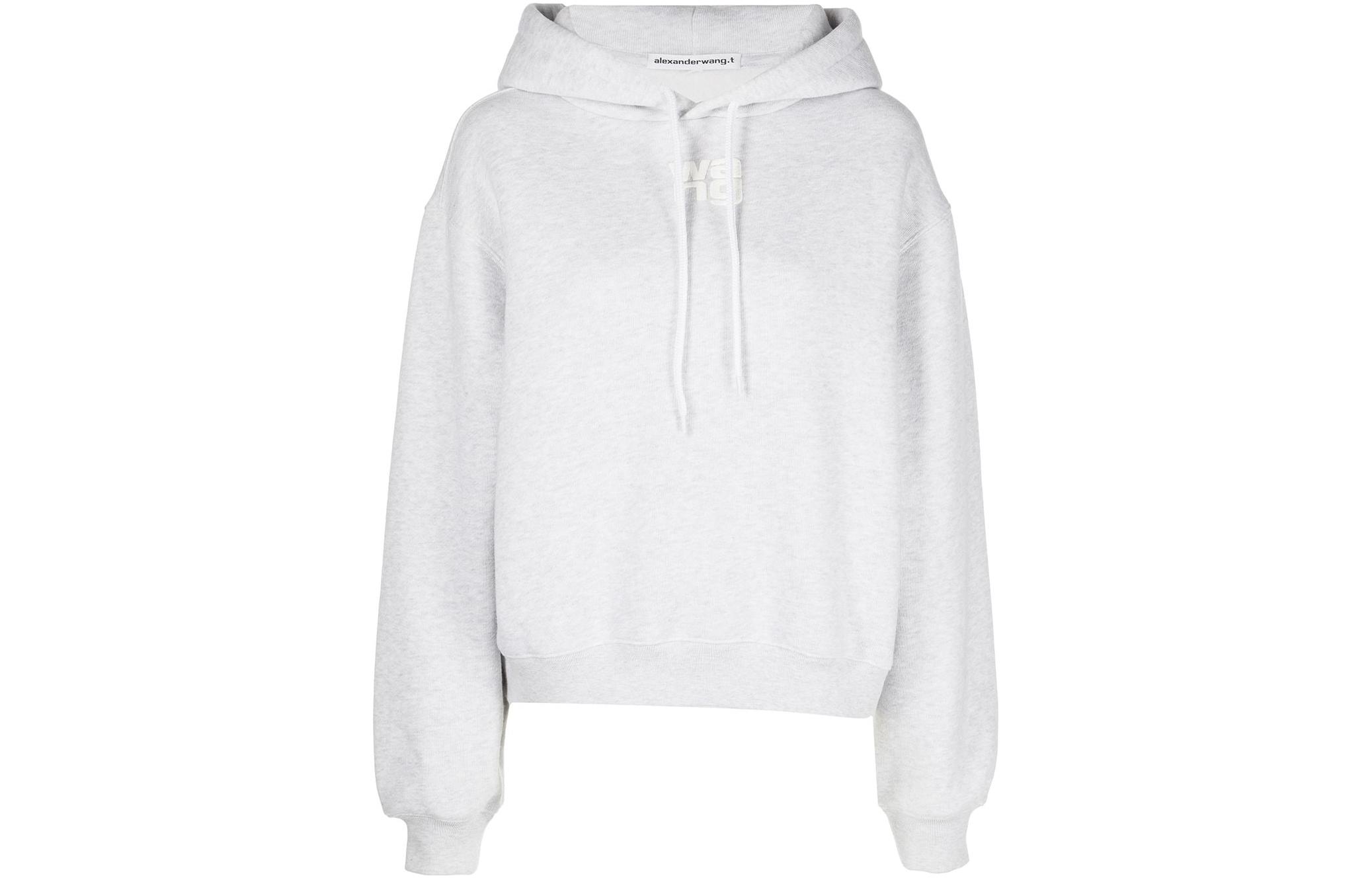 Order (Women) Alexander Wang SS22  Grey Pullover Hoodie with Rubber Logo. 4CC3222069-050